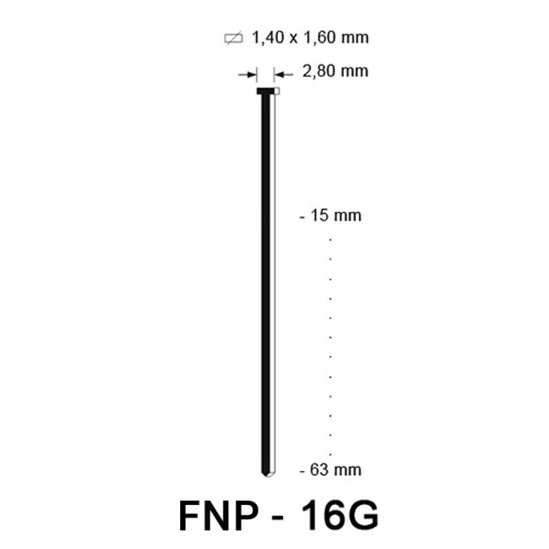 FNP - 16G, 20gr, stainless steel, 38 mm
