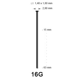 16G Brad, gegalvaniseerd, diverse lengtes
