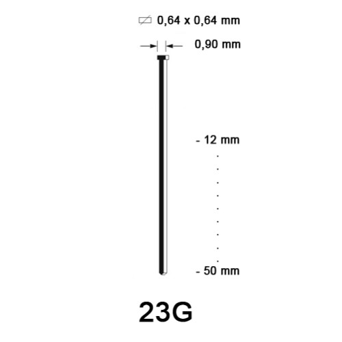 23G Brad, gegalvaniseerd, diverse lengtes