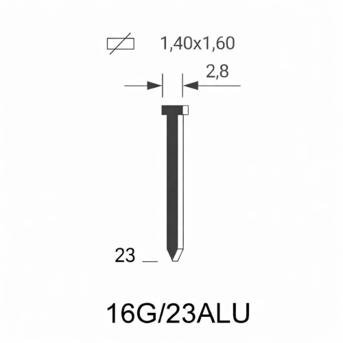 N Brad (16G) aluminium - 23 mm voor Fermacell