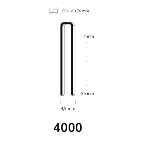 4000 Staple, stainless steel, different lengths