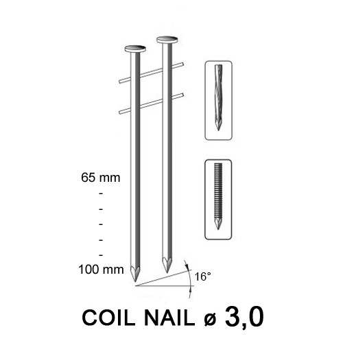 Coil nail 3,00 x 100 mm, spiral