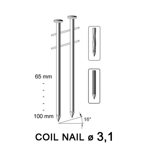 Coil nail 3,10 x 100 mm, ring