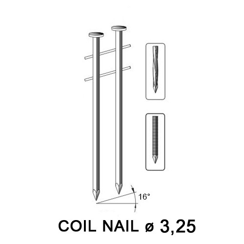 Coil nail 3,25 x 90 mm, spiral