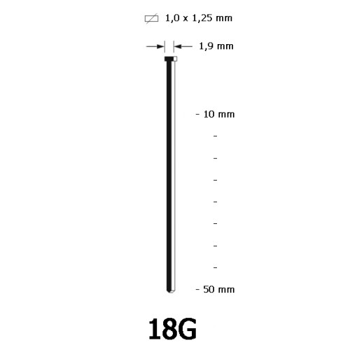 18G Brad, steel grade, various lengths