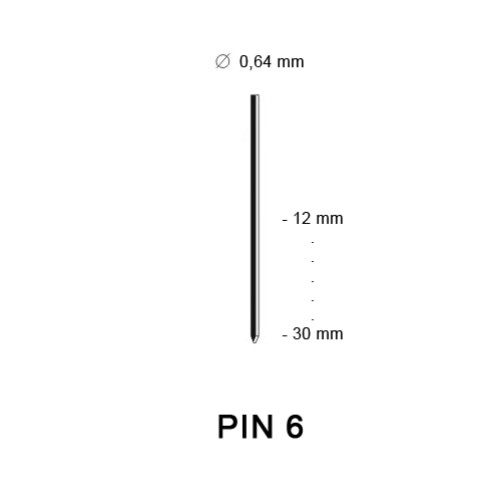 Pin 6 (23G), diverse afmetingen