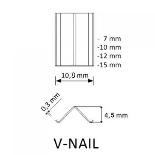 V-nails, different lengths