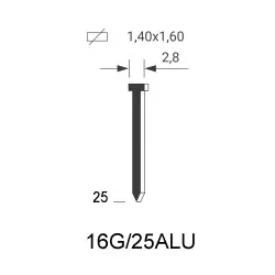 16G Brad, 25 mm aluminum for Fermacell 16G Brad, 25 mm aluminum for Fermacell