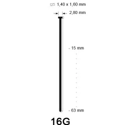 16G Brad, gegalvaniseerd, diverse lengtes 16G Brad, gegalvaniseerd, diverse lengtes