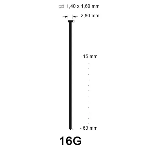 16G Brad, galvanized, different lengths 16G Brad, galvanized, different lengths