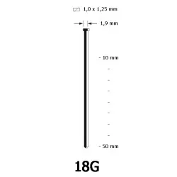 18G Brad, staal kwaliteit, diverse lengtes 18G Brad, staal kwaliteit, diverse lengtes