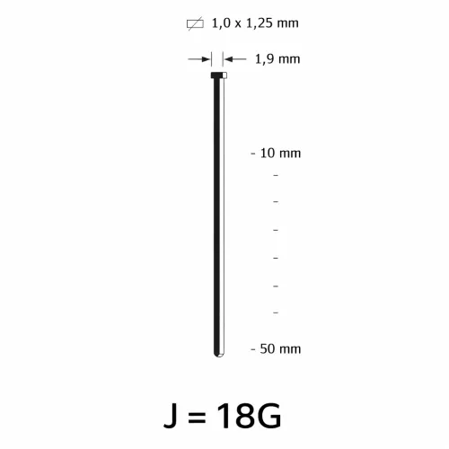 J Minibrad (18G) RVS - diverse lengtes