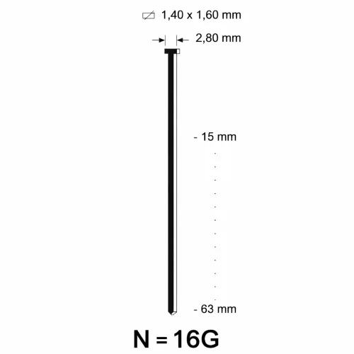 N Brad (16G) galvanized - different lengths