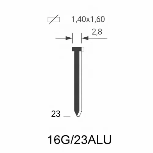 N Brad (16G) aluminium - 23 mm voor Fermacell